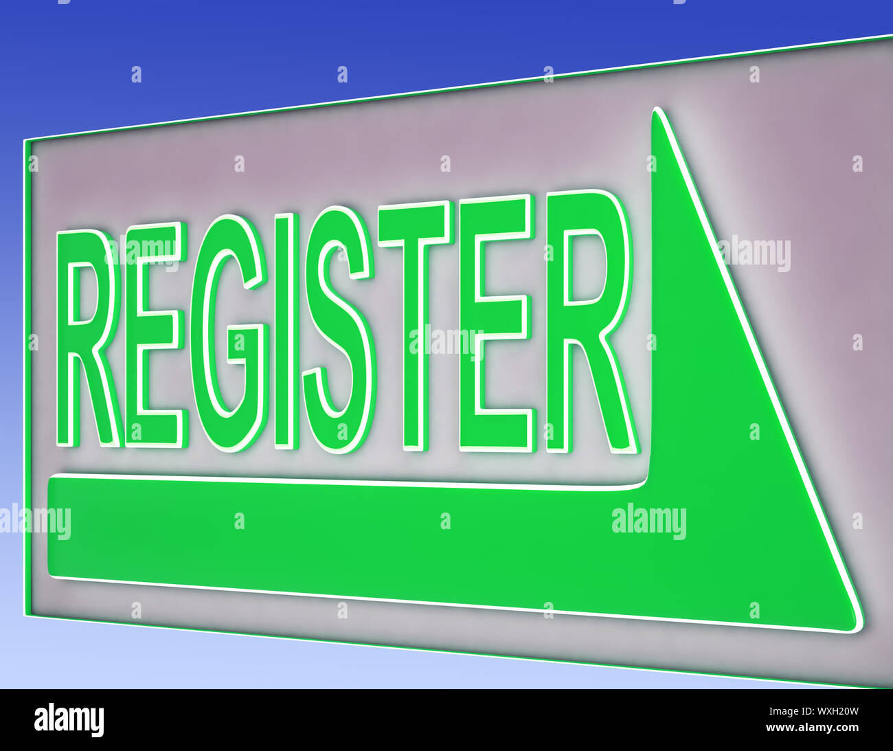Register Sign Button Shows site Registration Or Members Stock Photo