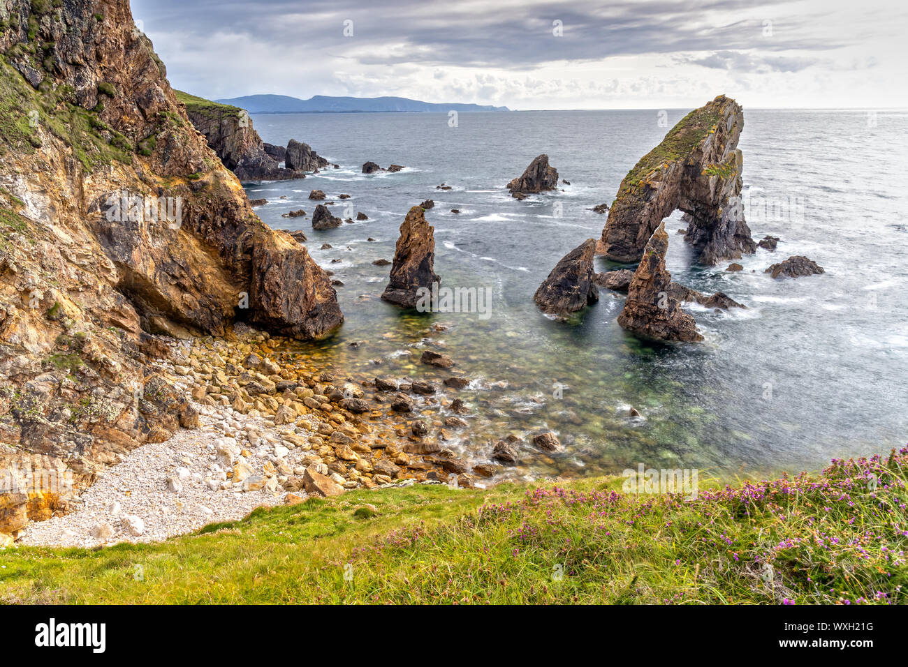 Crohy Head Sea Arch and Sea Stacks in County Donegal, Ireland Stock Photo