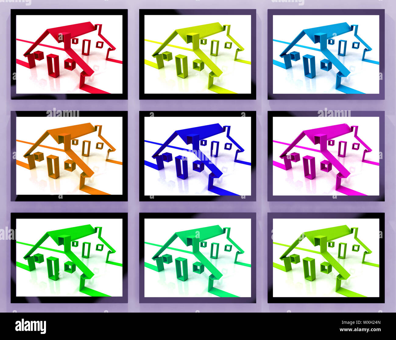 Houses On Monitors Shows Real Estate Shows Or Residential Areas Stock Photo - Alamy