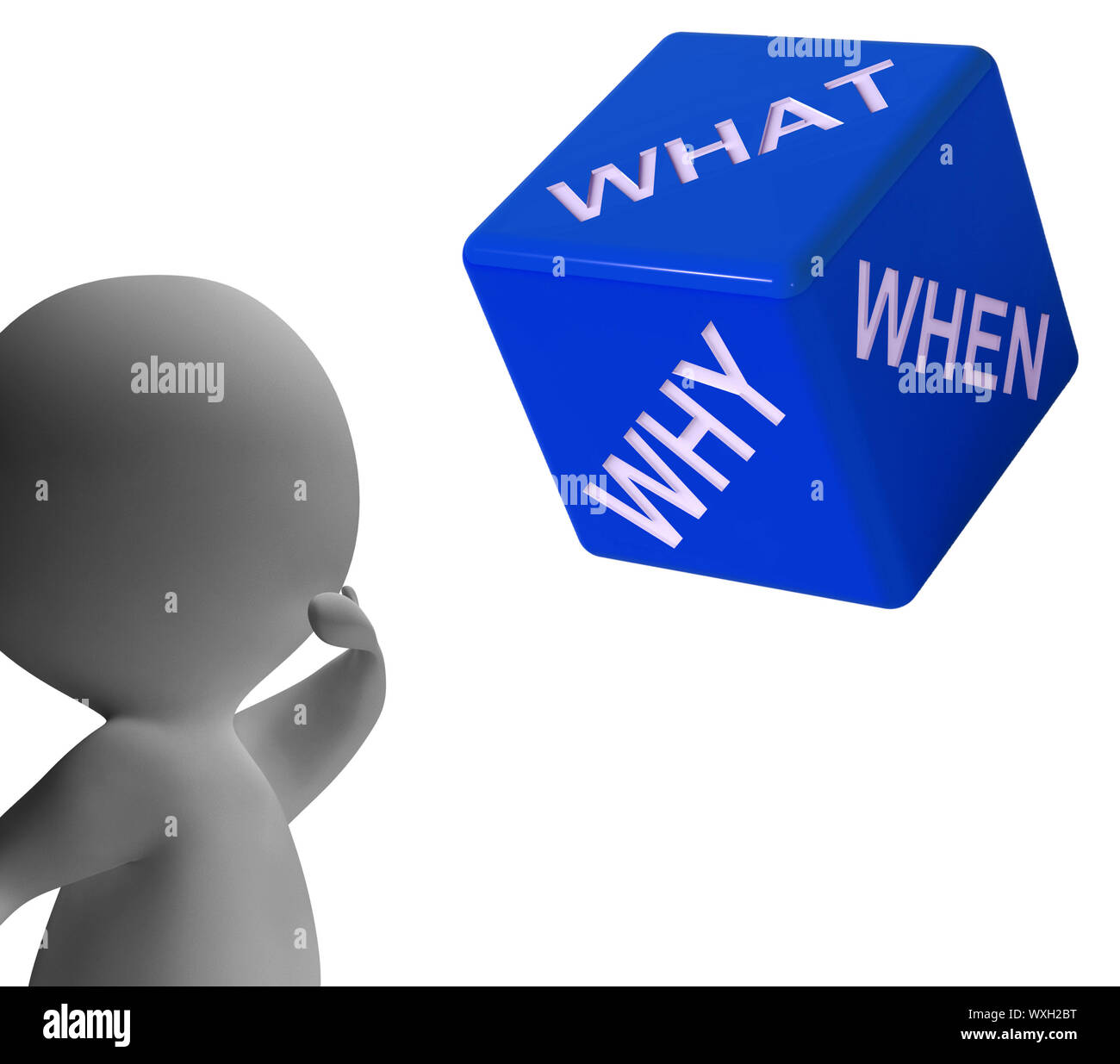 What Why When Dice Represents Questions And Choices Stock Photo - Alamy