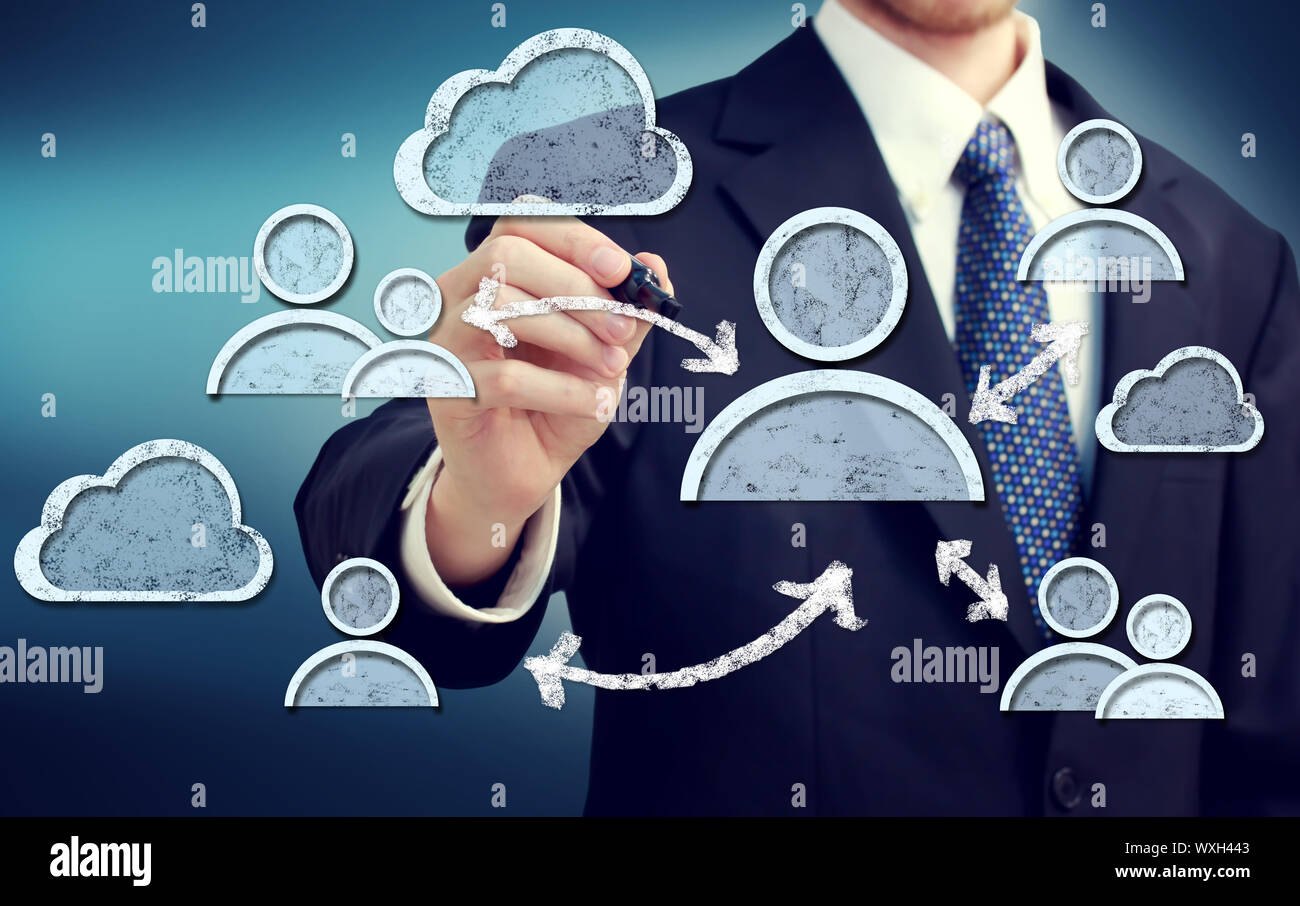 Businessman with Social Media Concepts Stock Photo