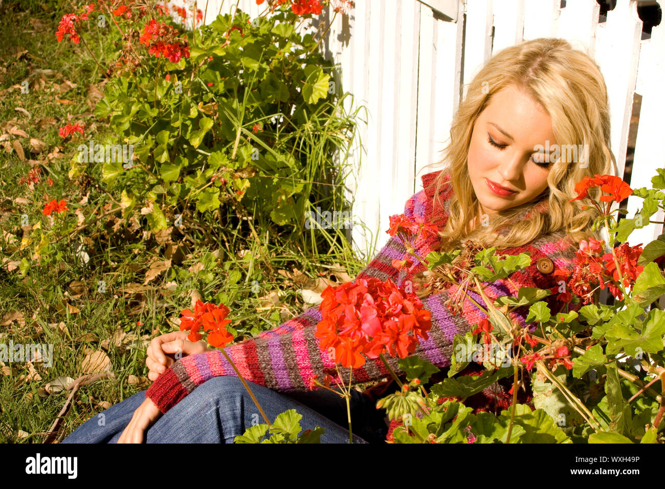 girl in the garden Stock Photo - Alamy