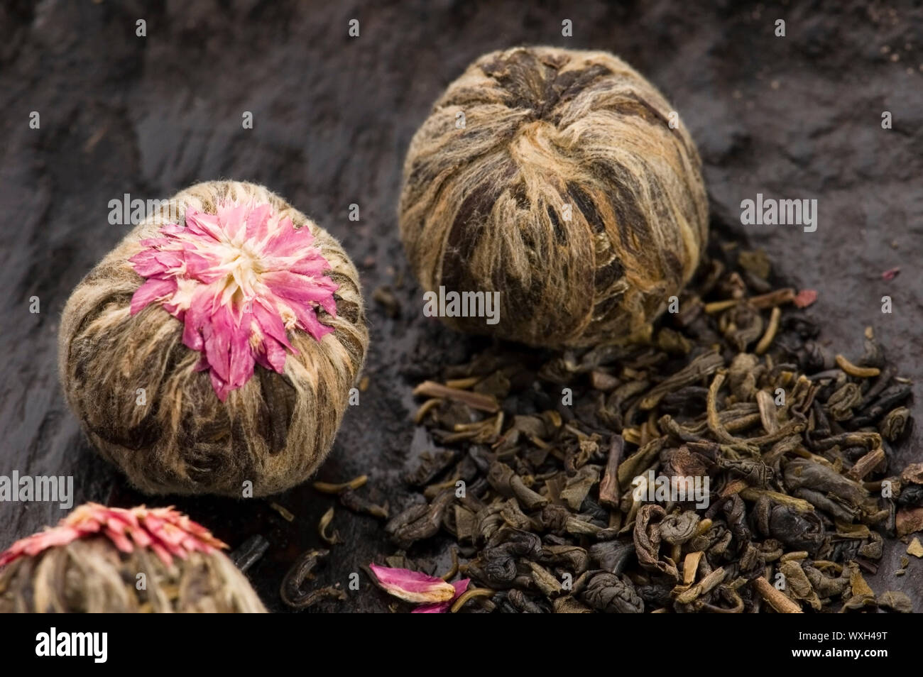 Green chinese tea balls Stock Photo Alamy