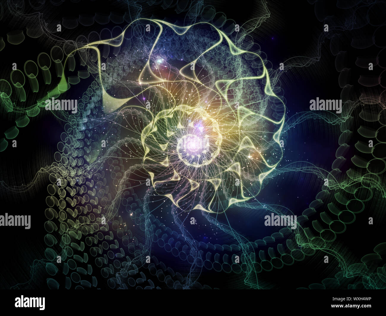 Design made of spiral elements to serve as backdrop for projects