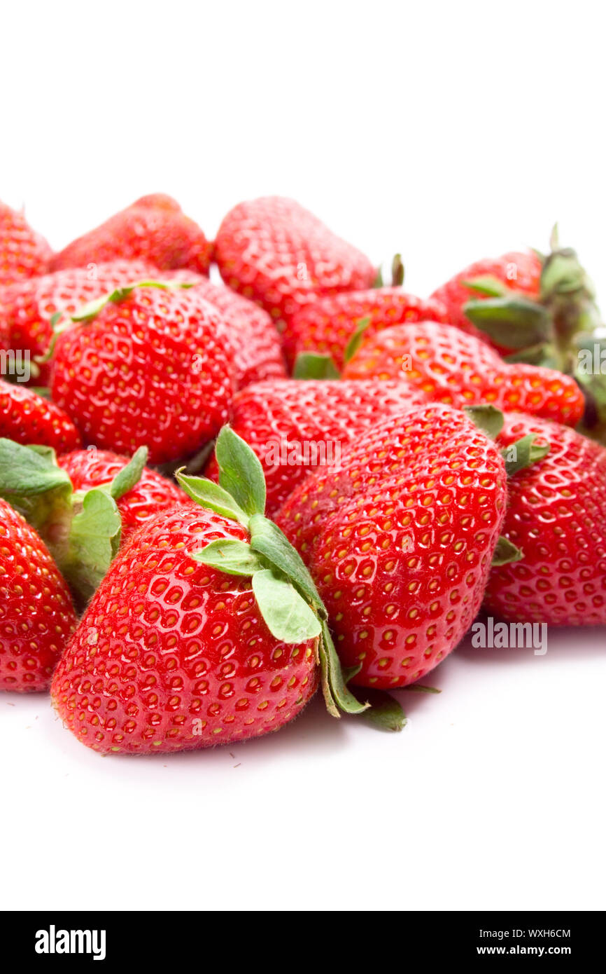 fresh strawberries closeup on white background Stock Photo - Alamy