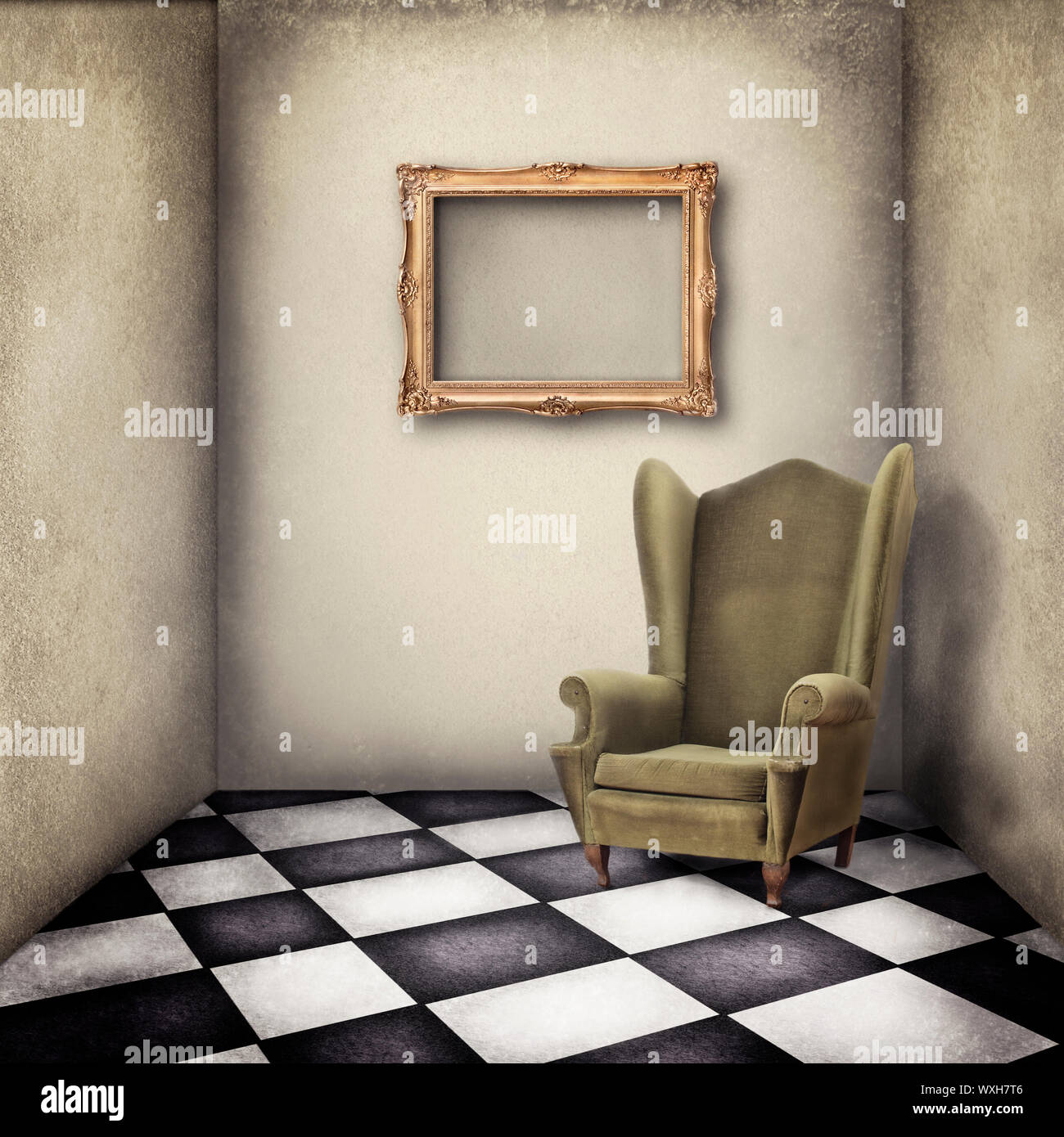 old fashioned armchair in vintage room Stock Photo Alamy