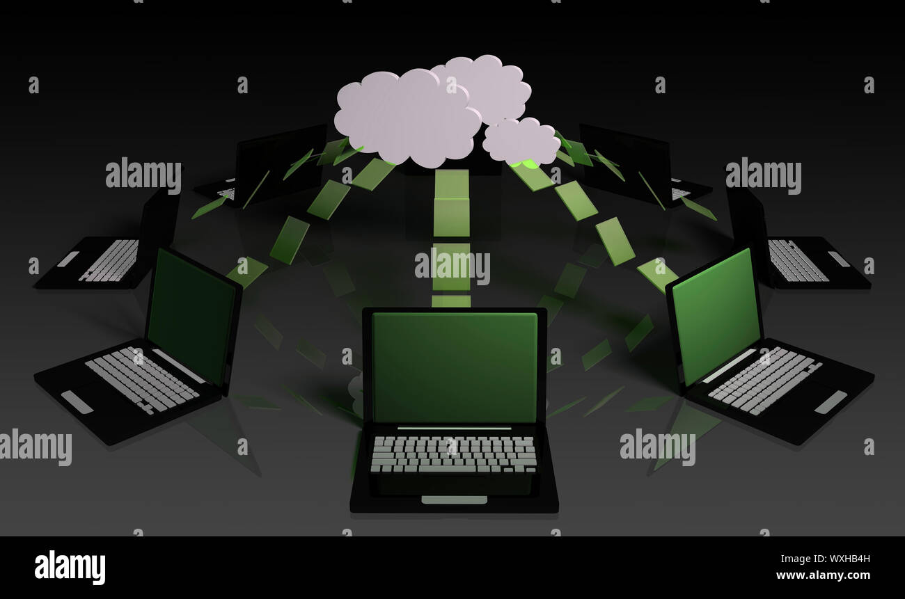 Cloud Computing Big Data Distributed Computing 3D Stock Photo
