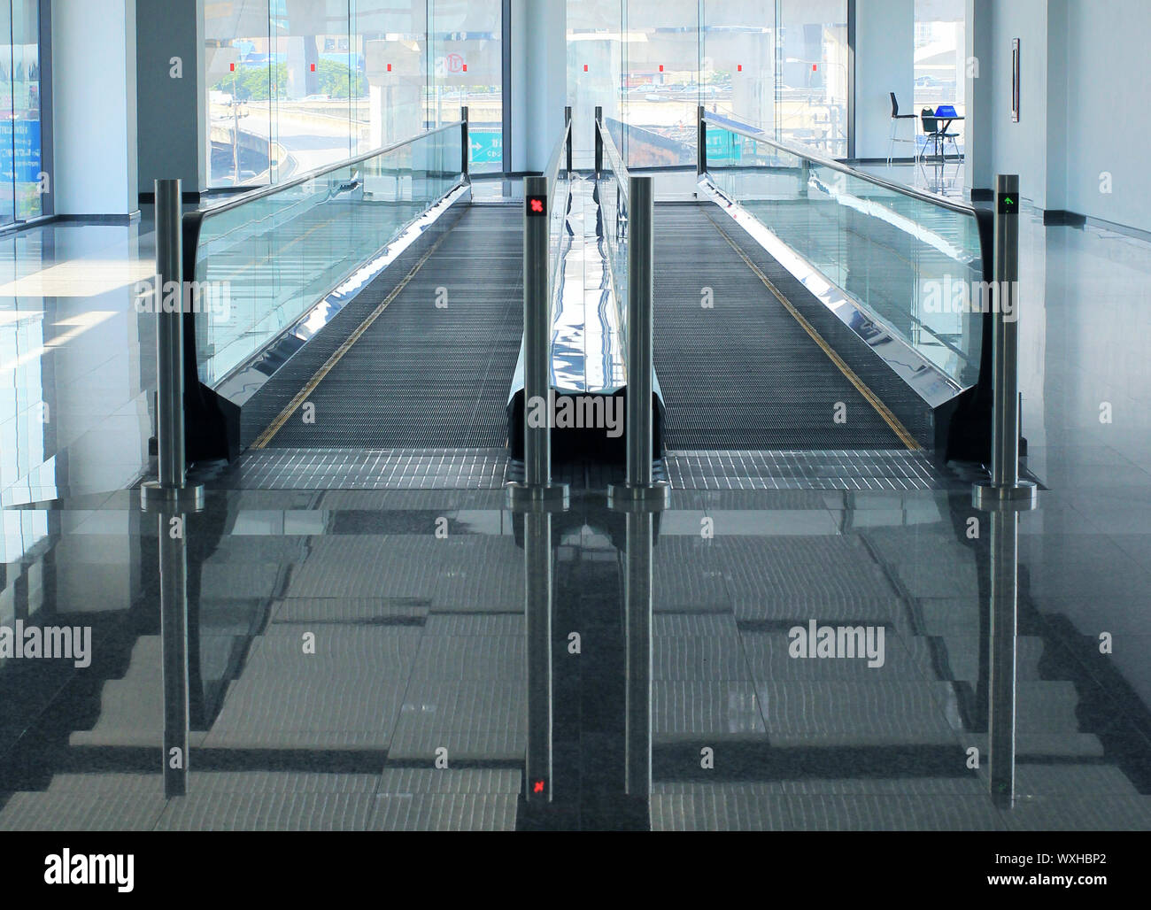 Travelator of walkway in building Stock Photo