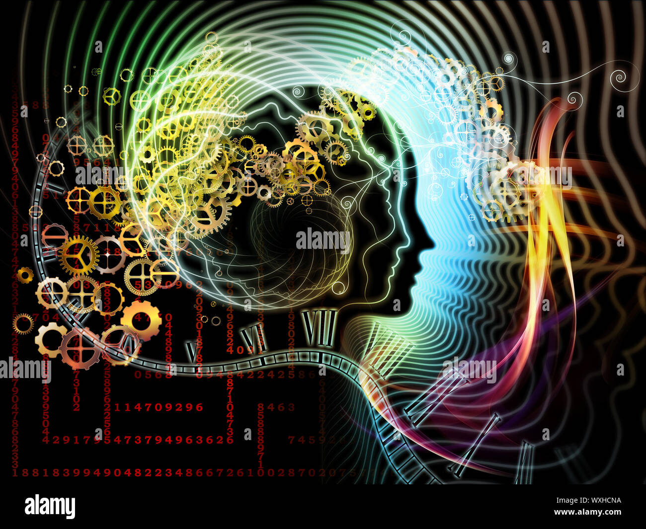 Composition of human feature lines and symbolic elements suitable as a ...