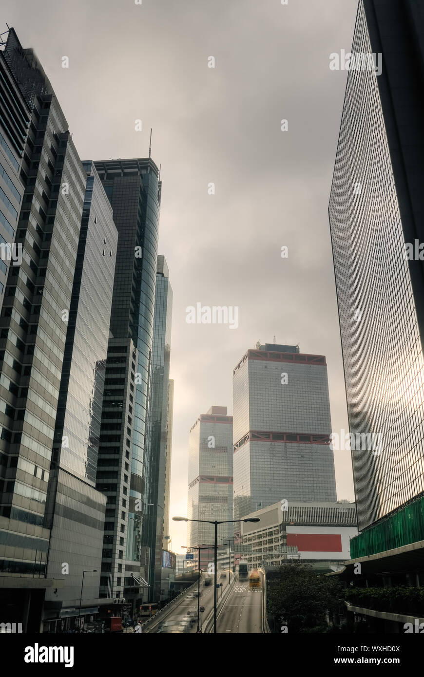 Skyline of modern city with skyscrapers in Hong Kong Stock Photo - Alamy