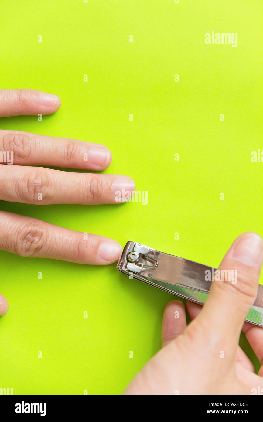 hand manicure with nail clipper Stock Photo Alamy