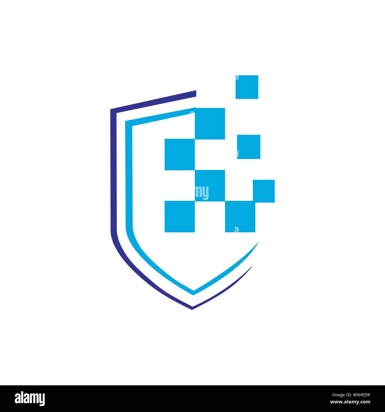 Abstract symbol of tech security company shield logo design vector illustrations Stock Vector
