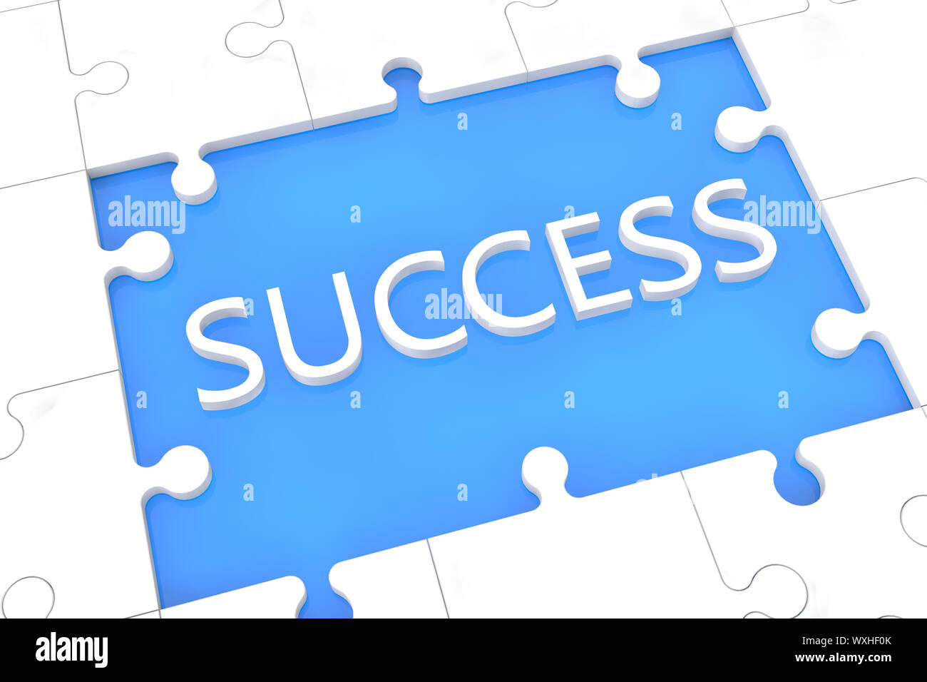 puzzle with words on blue background concept: Success Stock Photo - Alamy