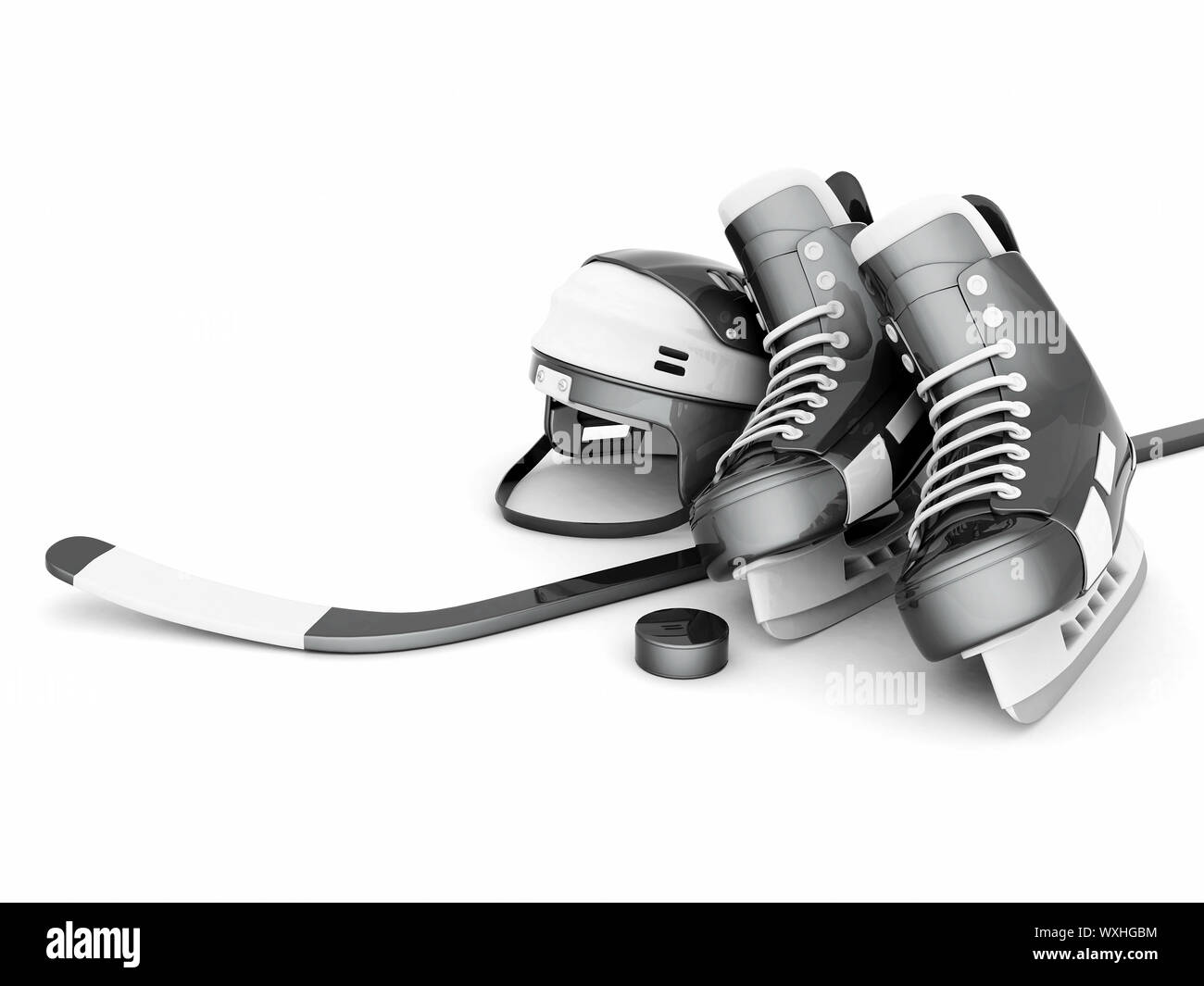 hockey equipment isolated on a white background Stock Photo Alamy