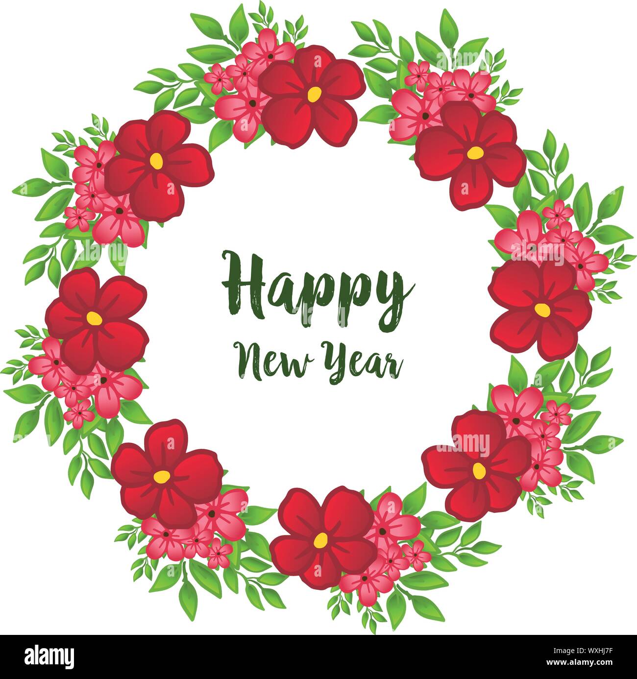 Vintage red floral frame for text happy new year. Vector Stock Vector ...