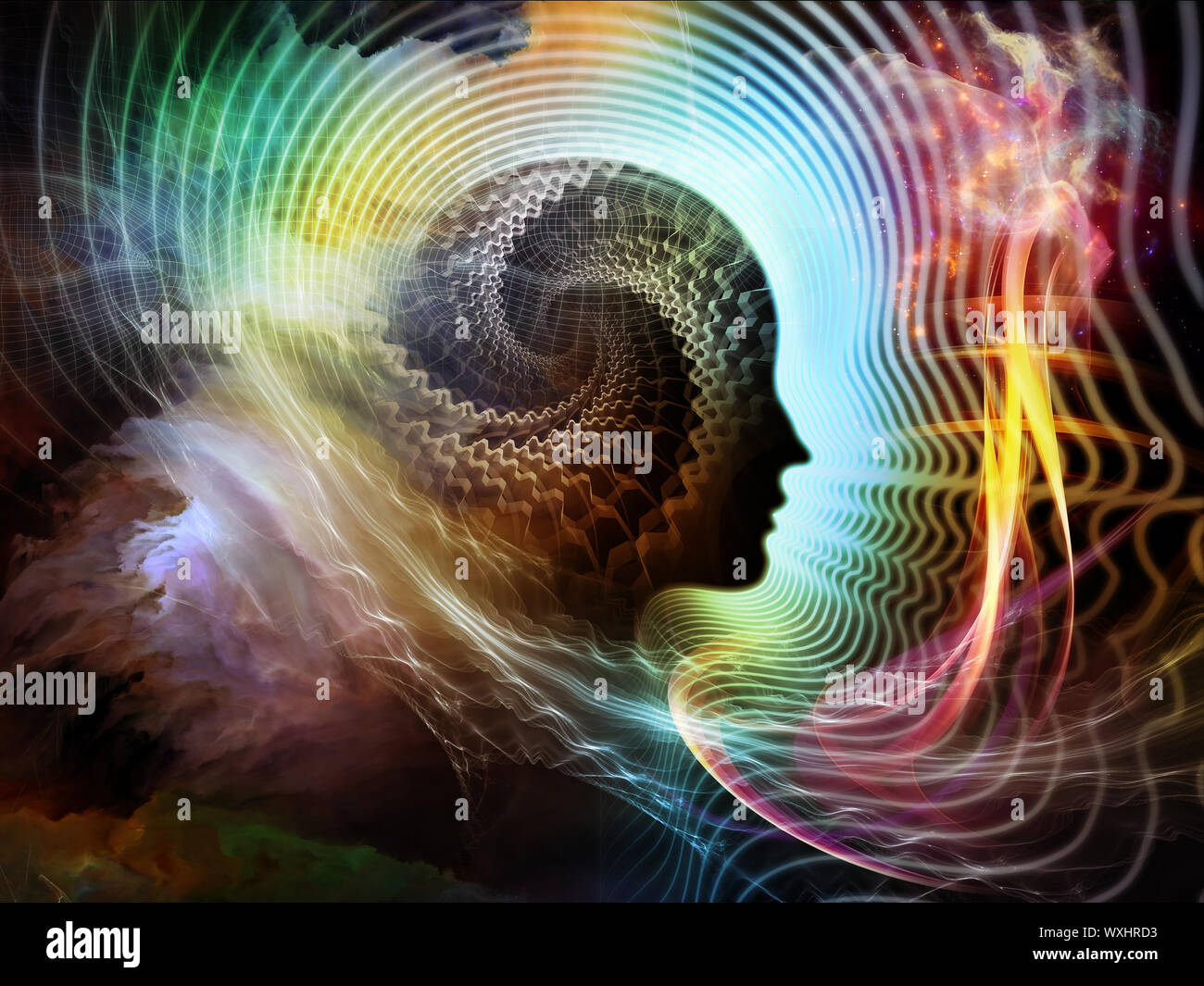 Design made of human feature lines and symbolic elements to serve as ...