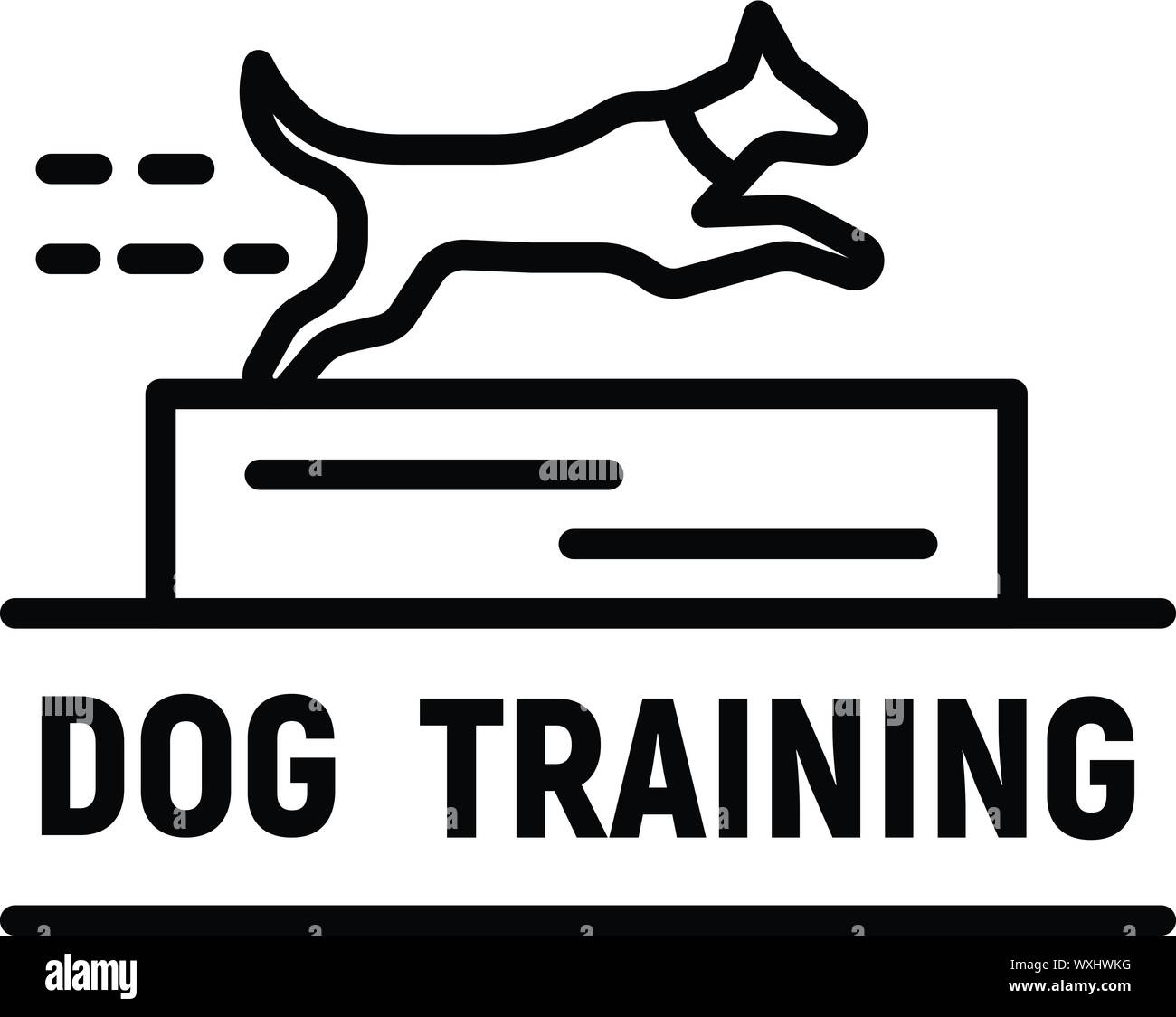 Dog training logo. Outline dog training vector logo for web design isolated on white background Stock Vector
