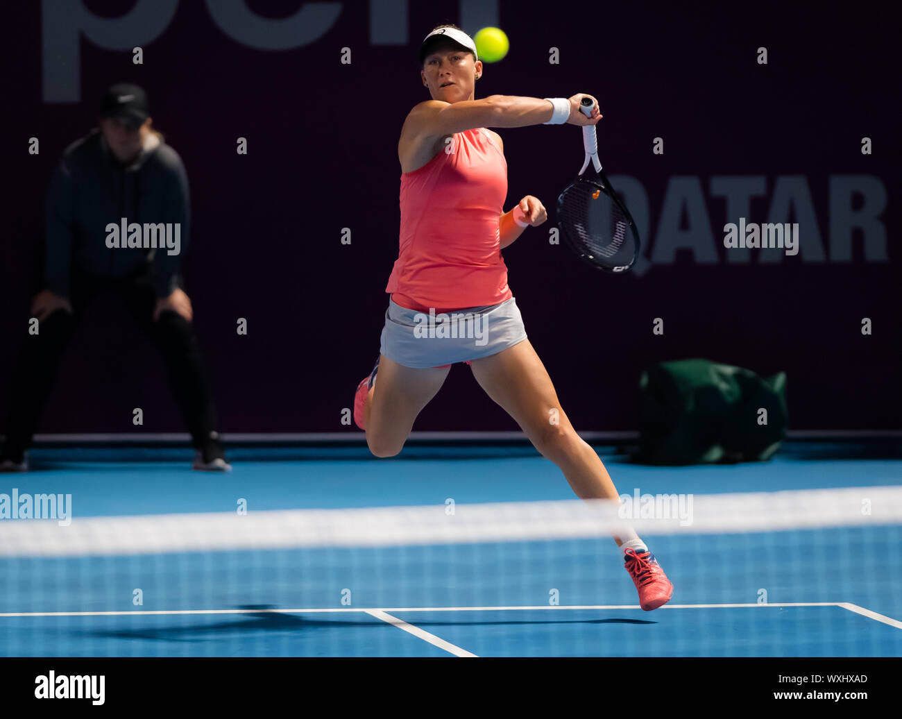 Samantha Stosur of Australia in action during qualifications at the