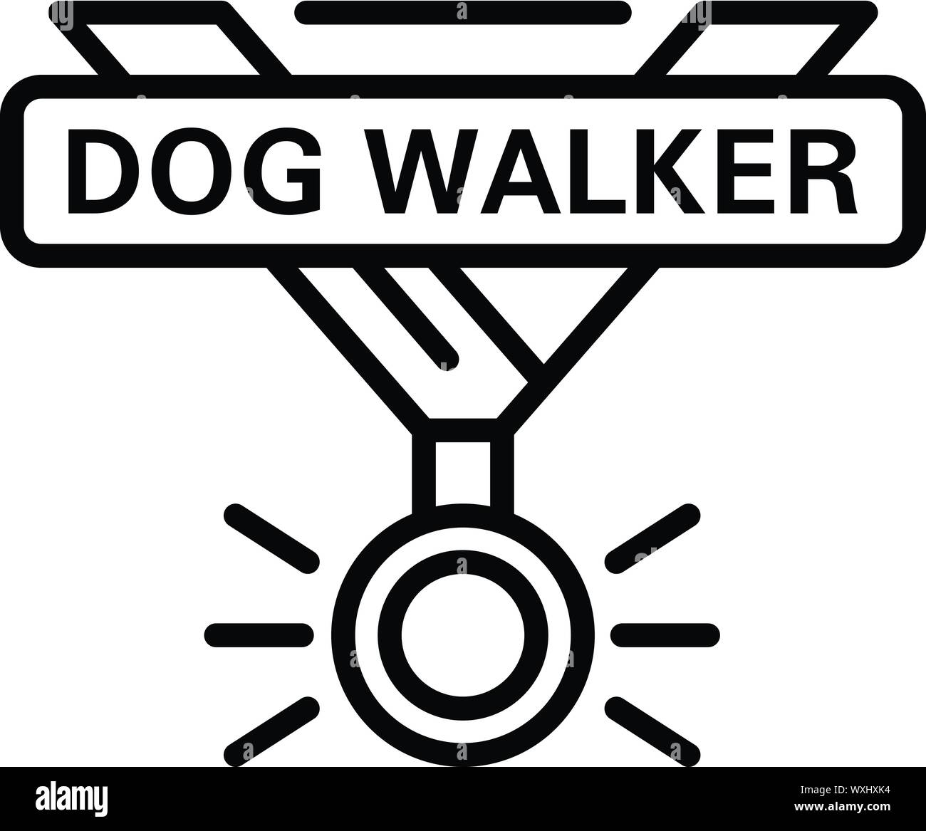 Dog walker reward logo. Outline dog walker reward vector logo for web