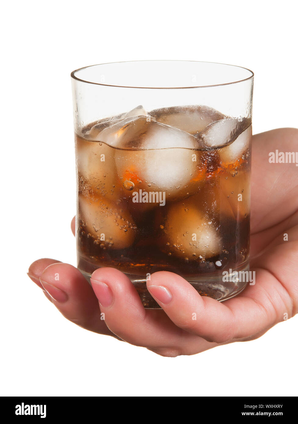 Carbonated water with ice in a glass isolated on white background Stock ...