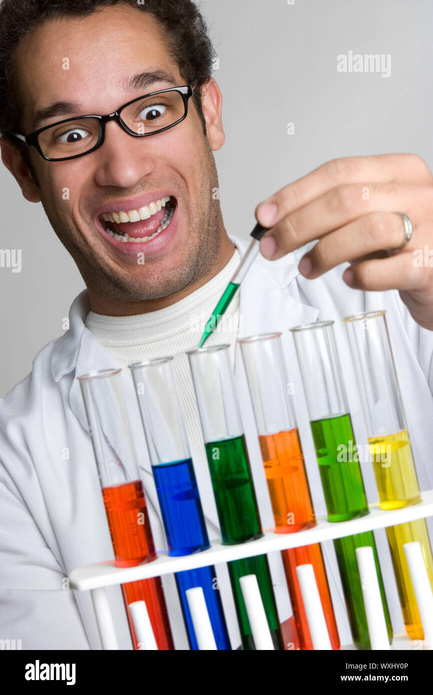 Science Experiment Man Stock Photo Alamy