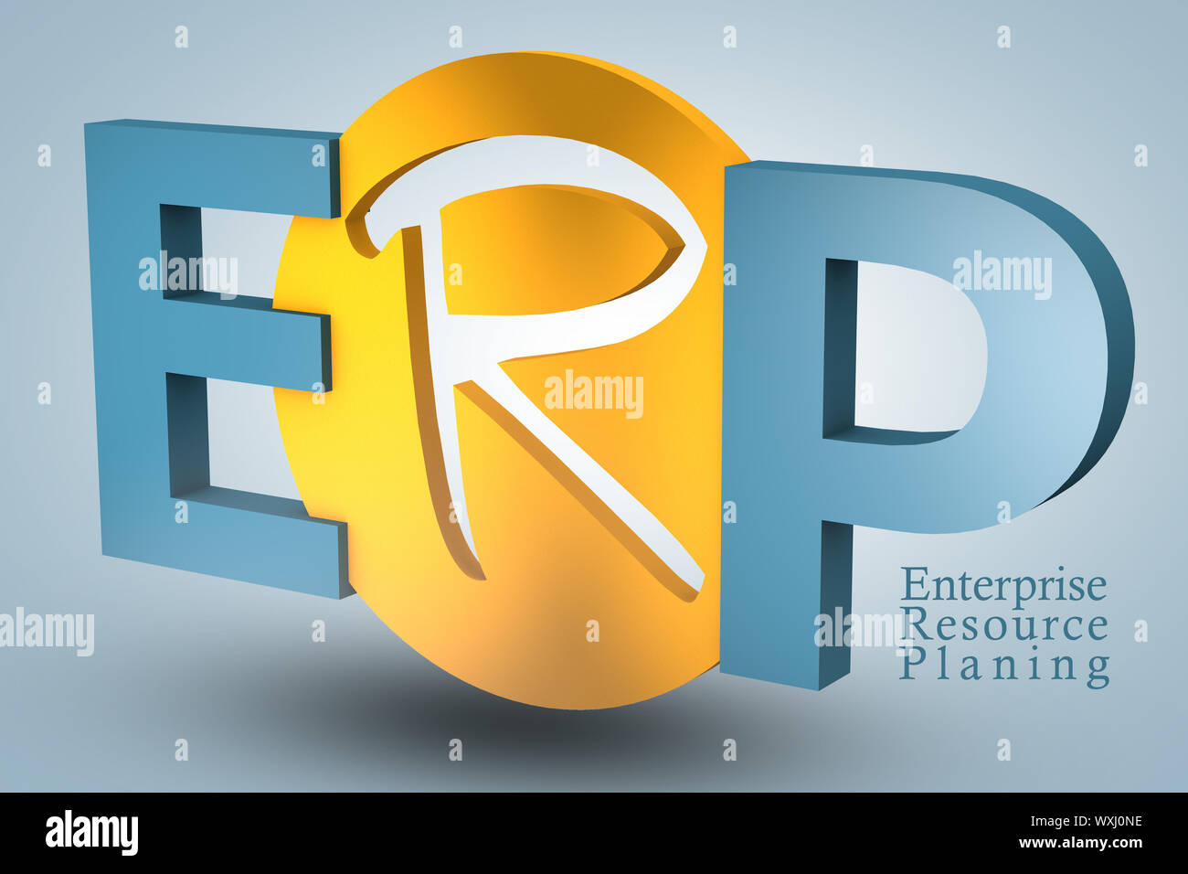 acronym concept ERP for Enterprise Resource Planning on blue