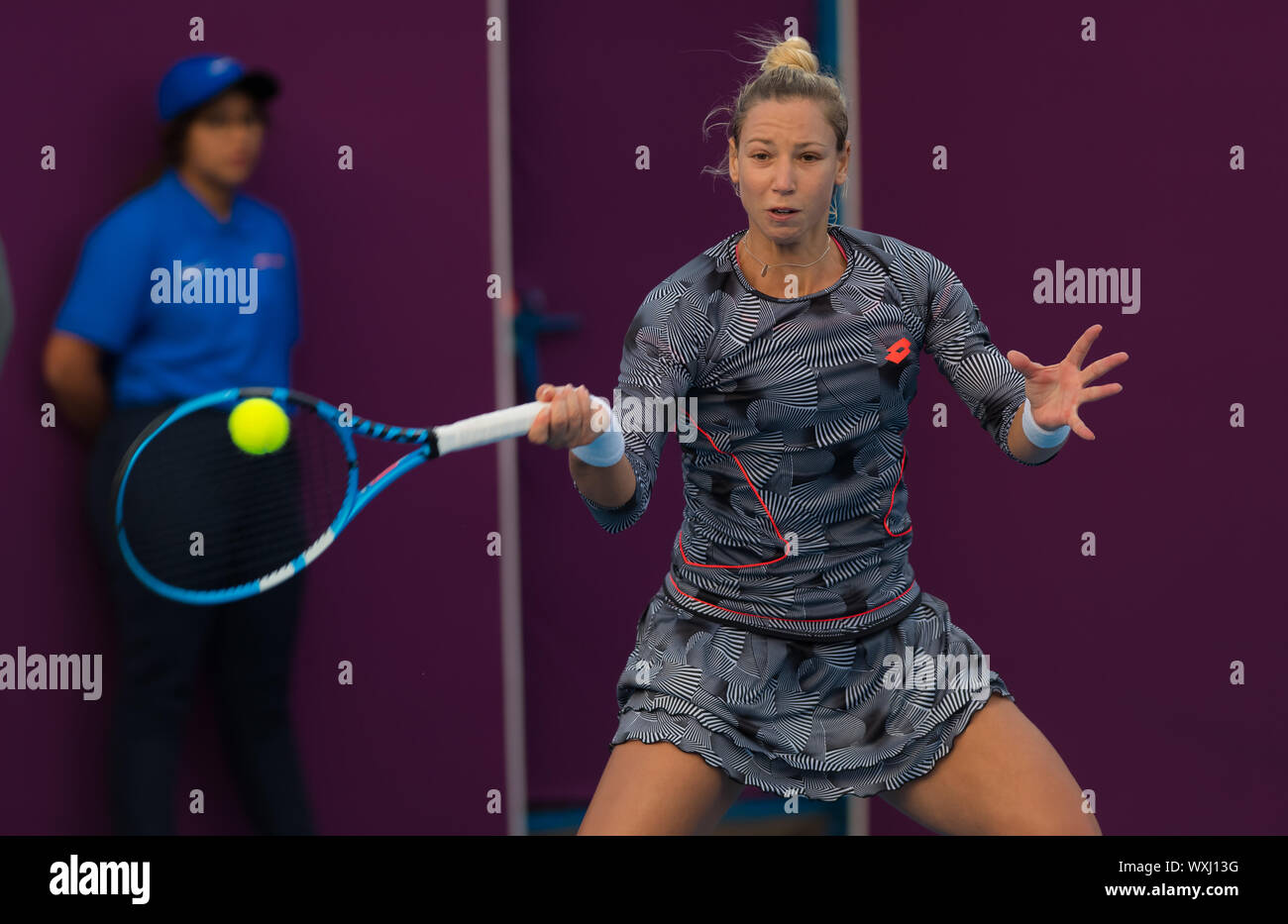 Tereza Mrdeza of Croatia in action during qualifications at the 2019 Qatar  Total Open WTA Premier tennis tournament Stock Photo - Alamy