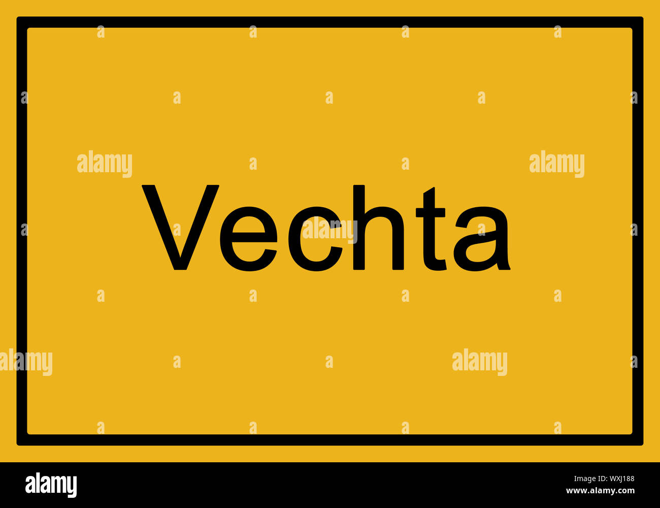 Typical german yellow city sign Vechta Stock Photo