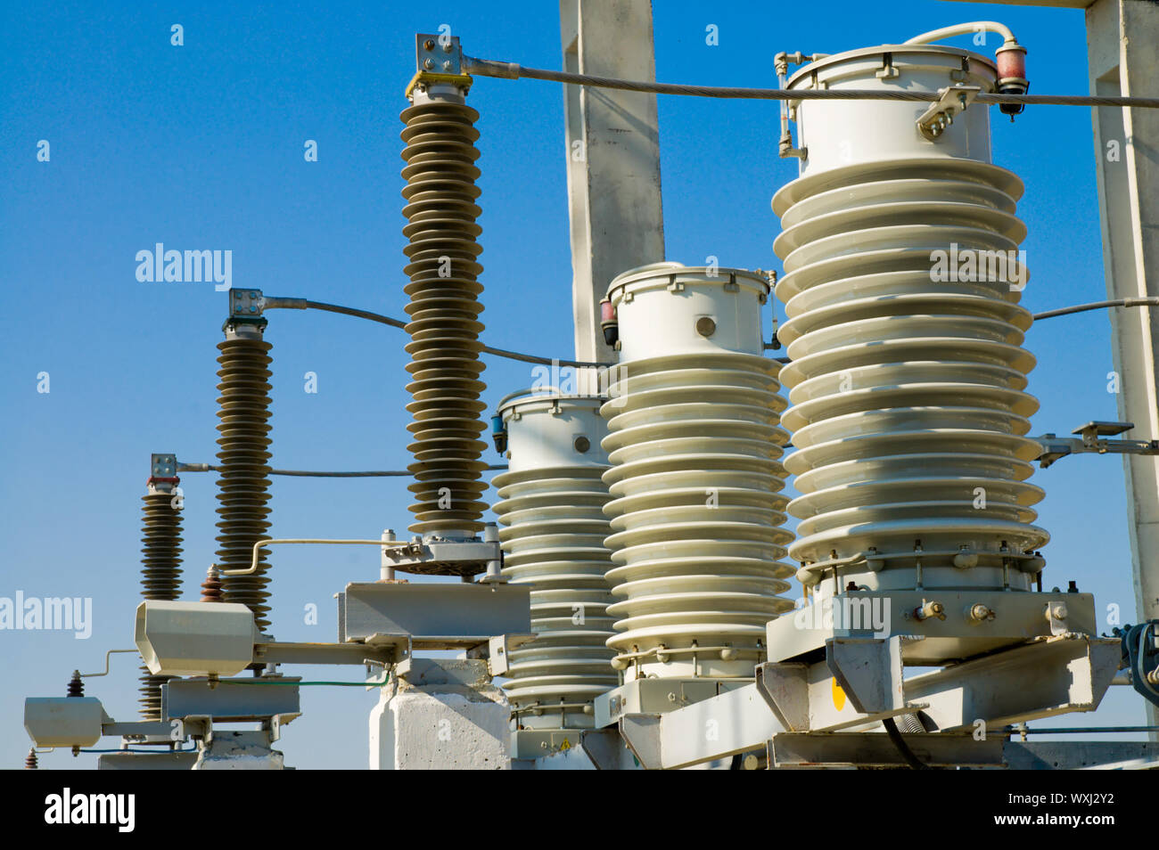 disconnecting switch on highvoltage substation Stock Photo Alamy