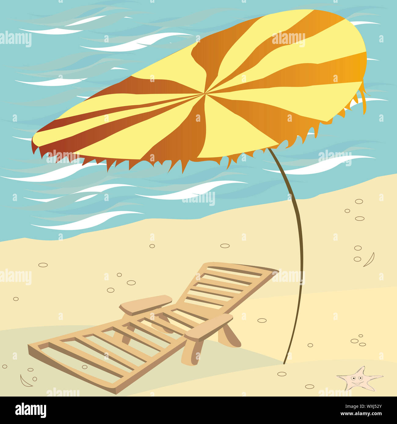 Lounge chair and umbrella on the beach Stock Photo Alamy