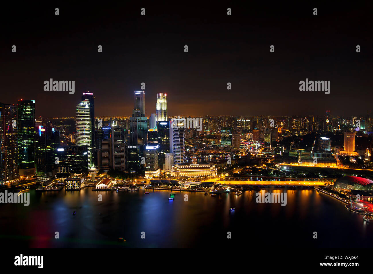 View of Singapore city skyline at night Stock Photo - Alamy