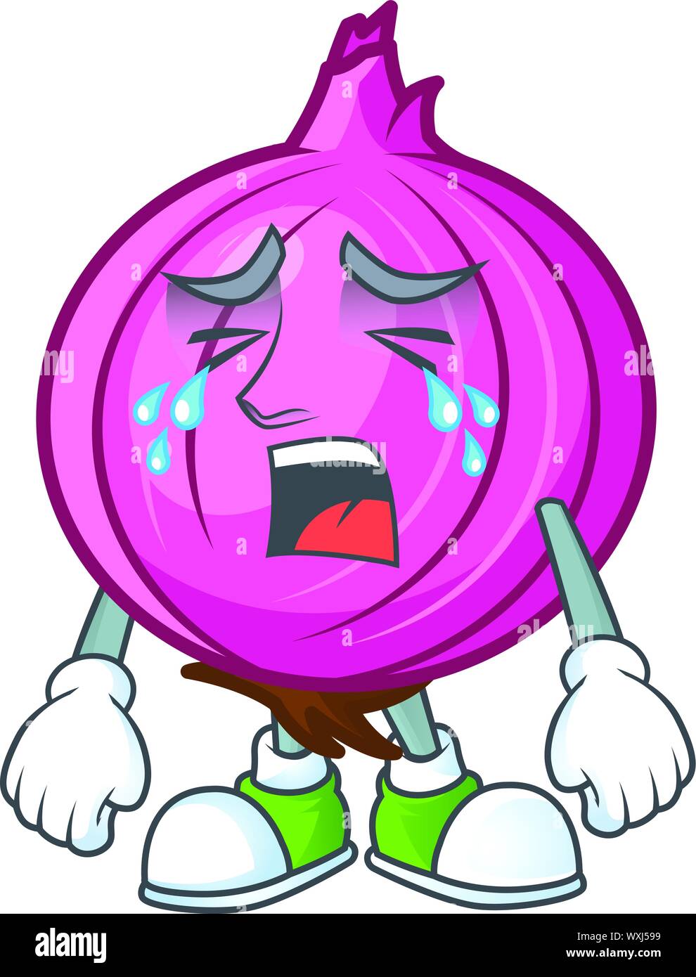 Crying red onion cartoon character for cuisine Stock Vector Image & Art