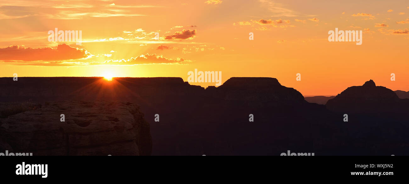 Sunrise at Mather Point, South Rim, Grand Canyon, Arizona, United States Stock Photo