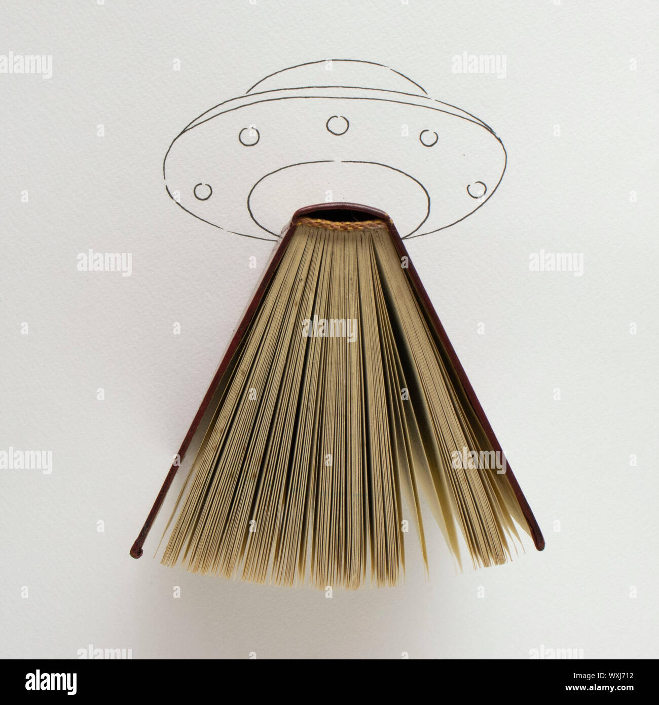 Conceptual UFO spaceship landing Stock Photo