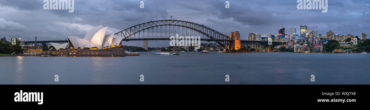 Sydney Opera House and Harbour Bridge, Sydney, New South Wales, Australia Stock Photo