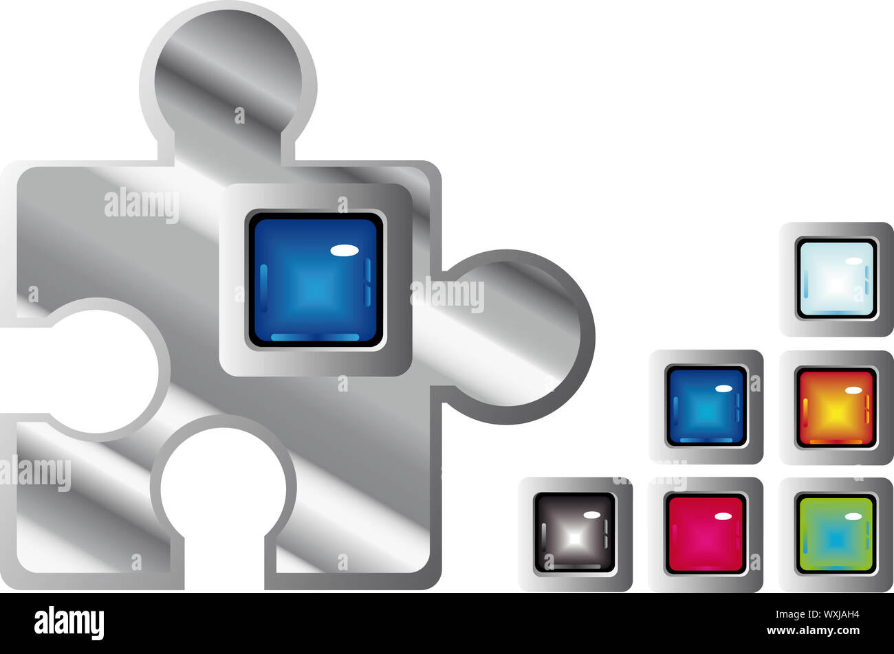jigsaw glossy web buttons Stock Photo