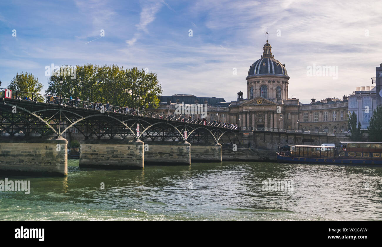 Paris Rivers Bridge Bridge of arts on Seine river, one of the most beautiful bridges in ...