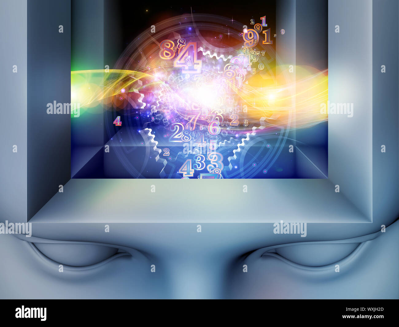 Geometry of Mind series. Design composed of human head and fractal ...