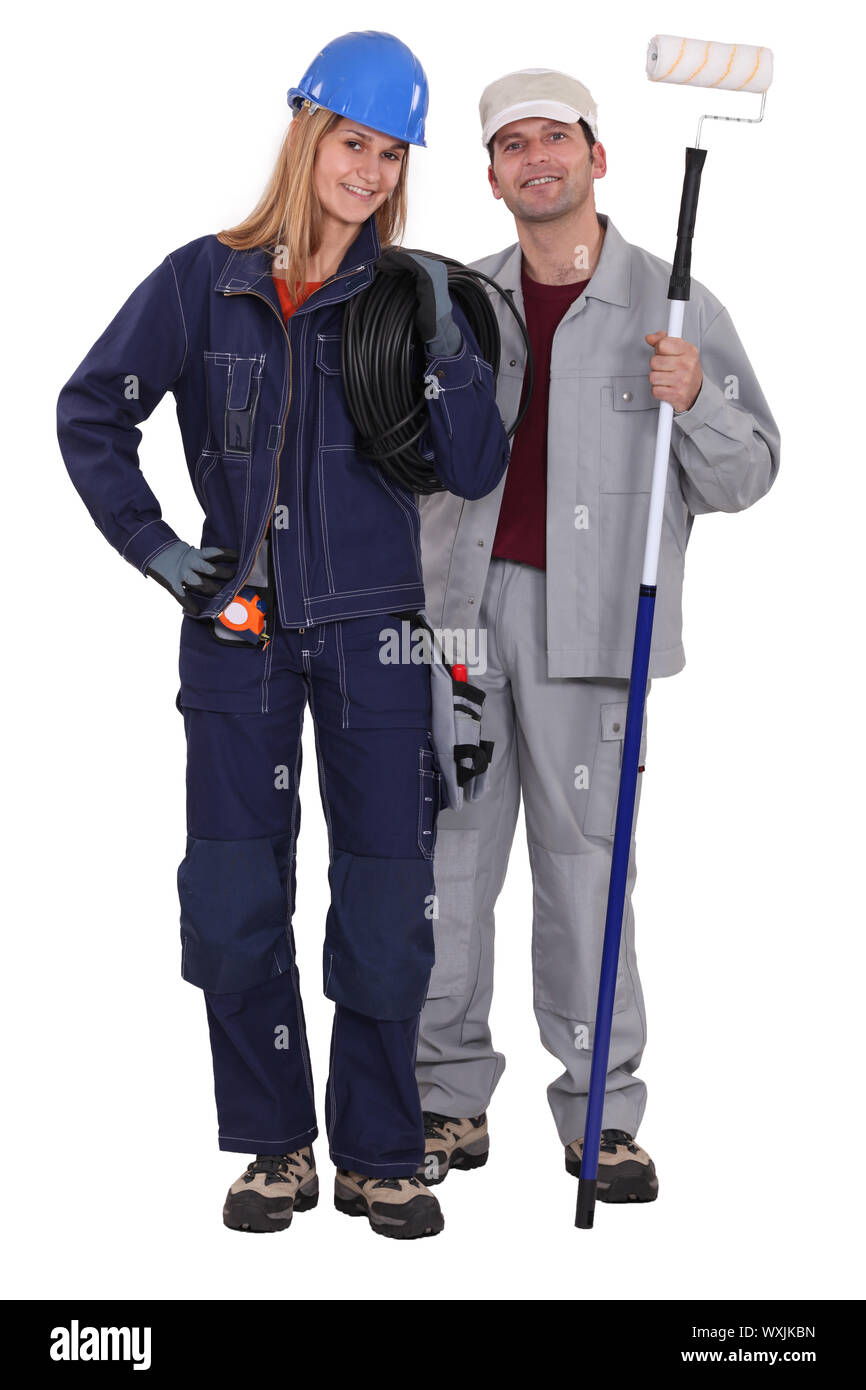 Electrician and painter Stock Photo Alamy