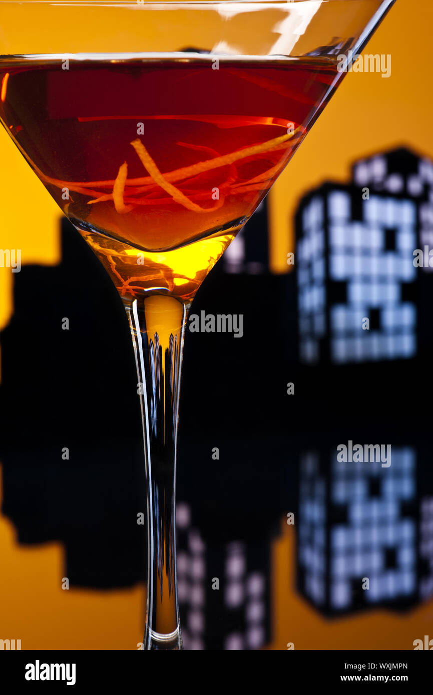 A Manhattan is a cocktail made with whiskey, sweet vermouth, and