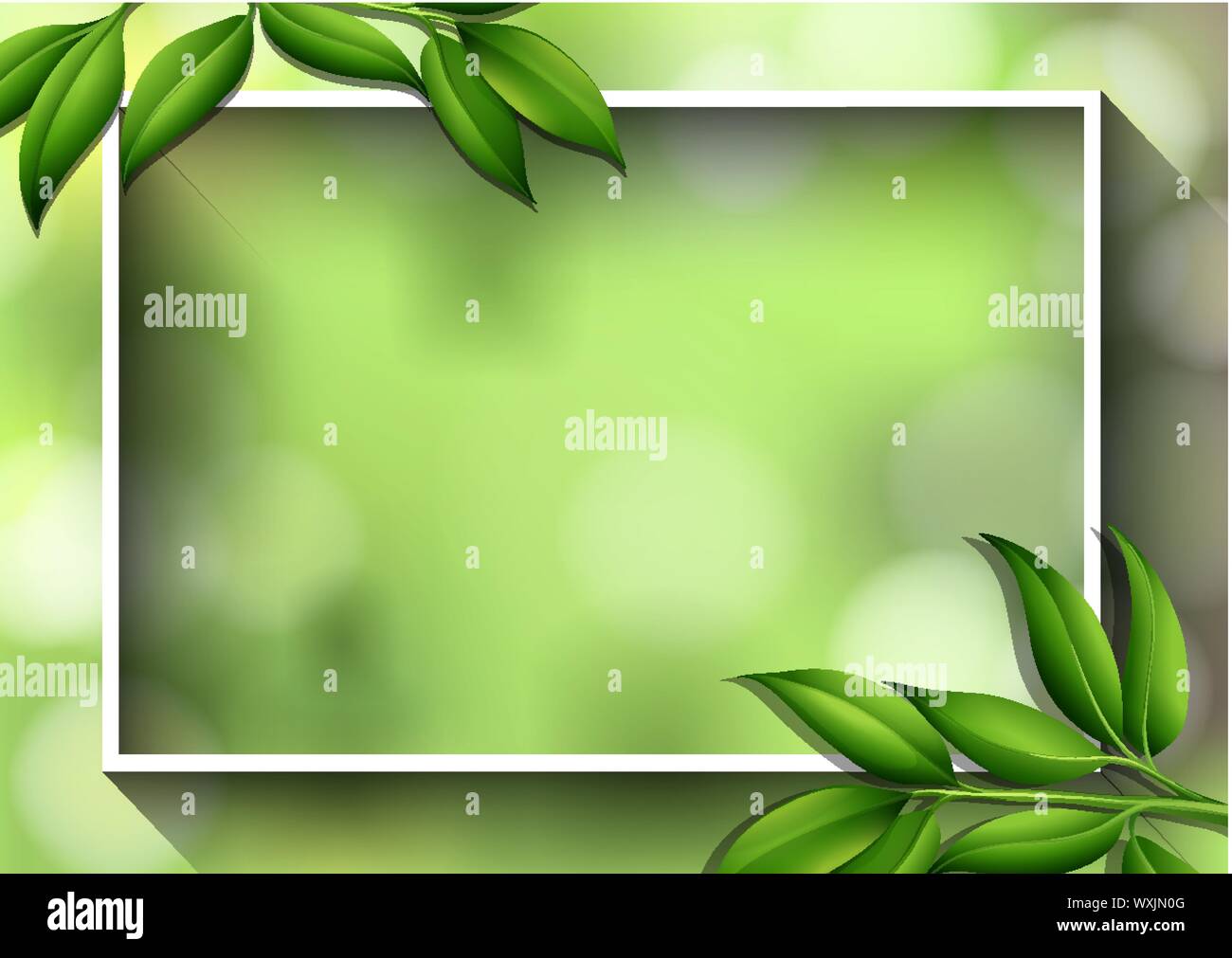 Border template with green leaves illustration Stock Vector Image & Art ...