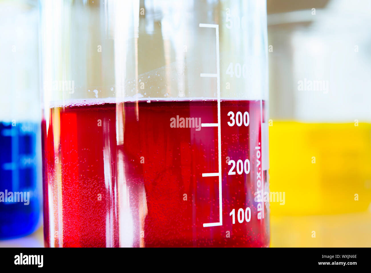 Various measuring glasses in the chemistry lab Stock Photo Alamy