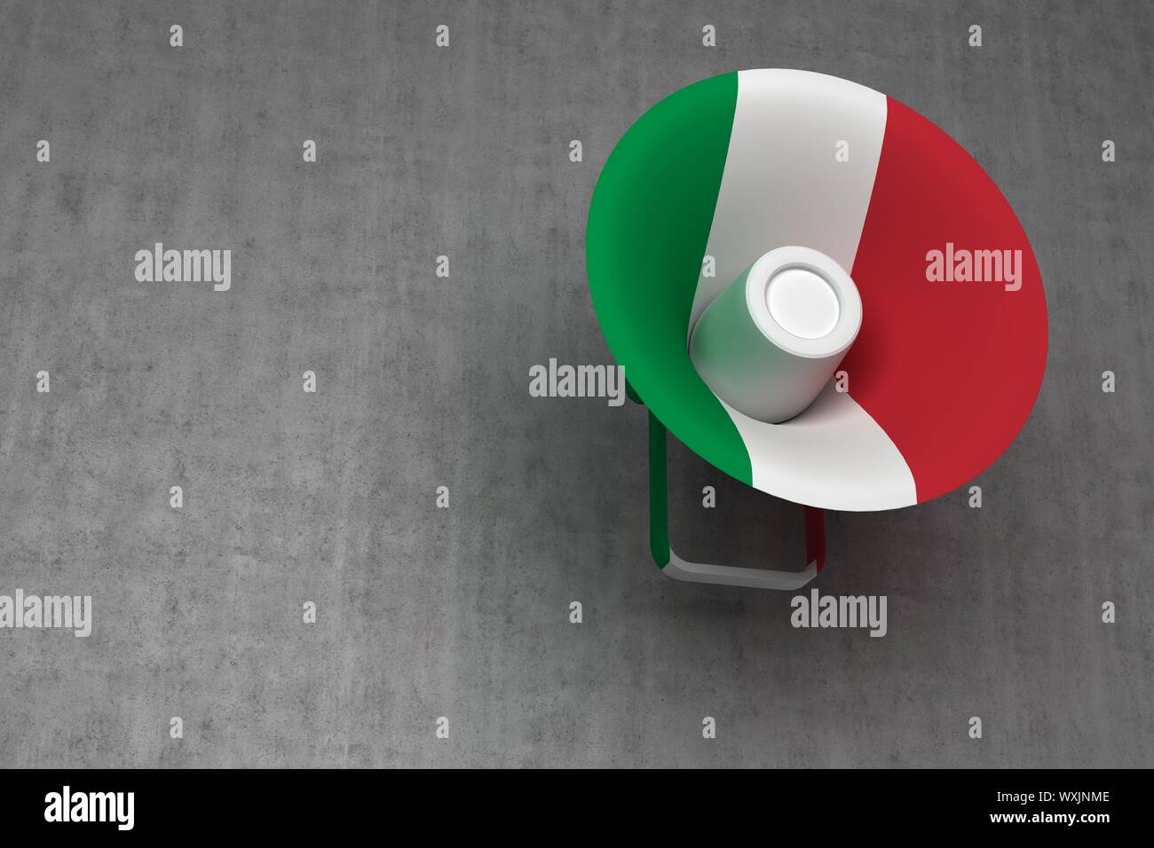 loudspeaker painted flag of Italy. 3d rendering Stock Photo - Alamy