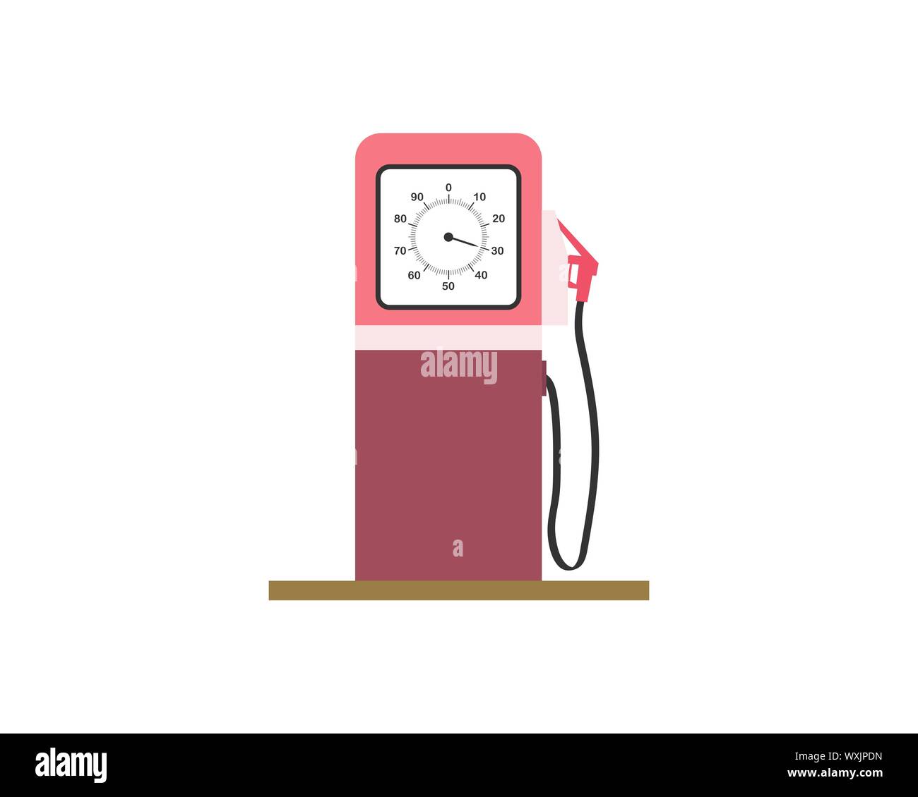 Old petrol station on a white background. Vector illustration Stock Vector