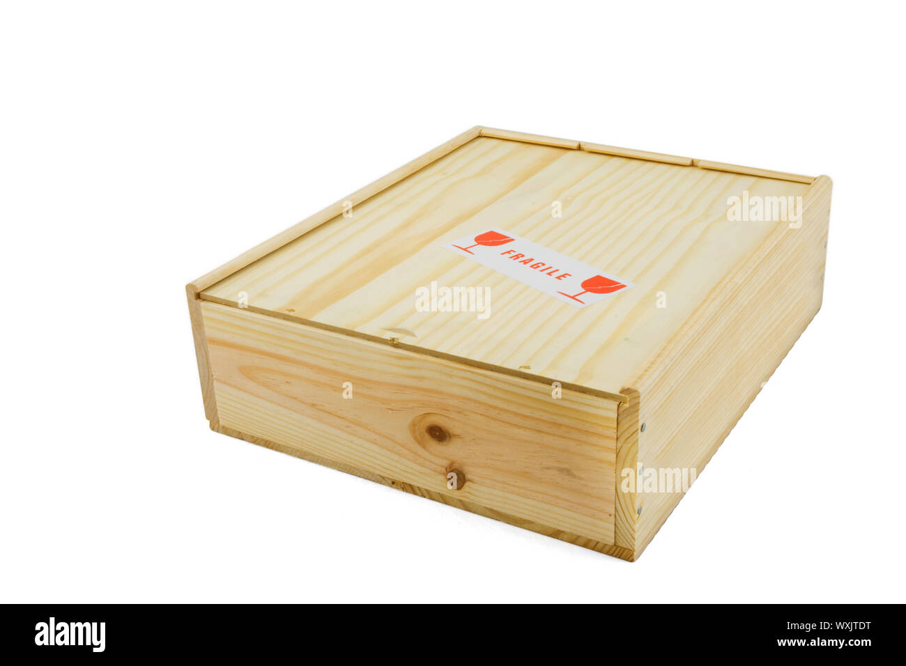 Wooden box for sending wine bottles Stock Photo