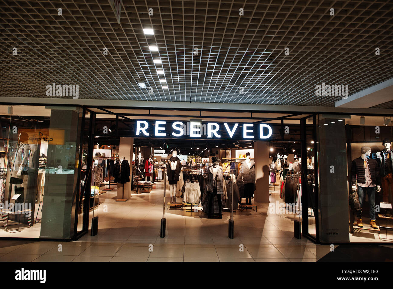 Kyiv, Ukraine - September 15, 2018: Hall and interior of modern shopping  mall Podolyany. Reserved store Stock Photo - Alamy