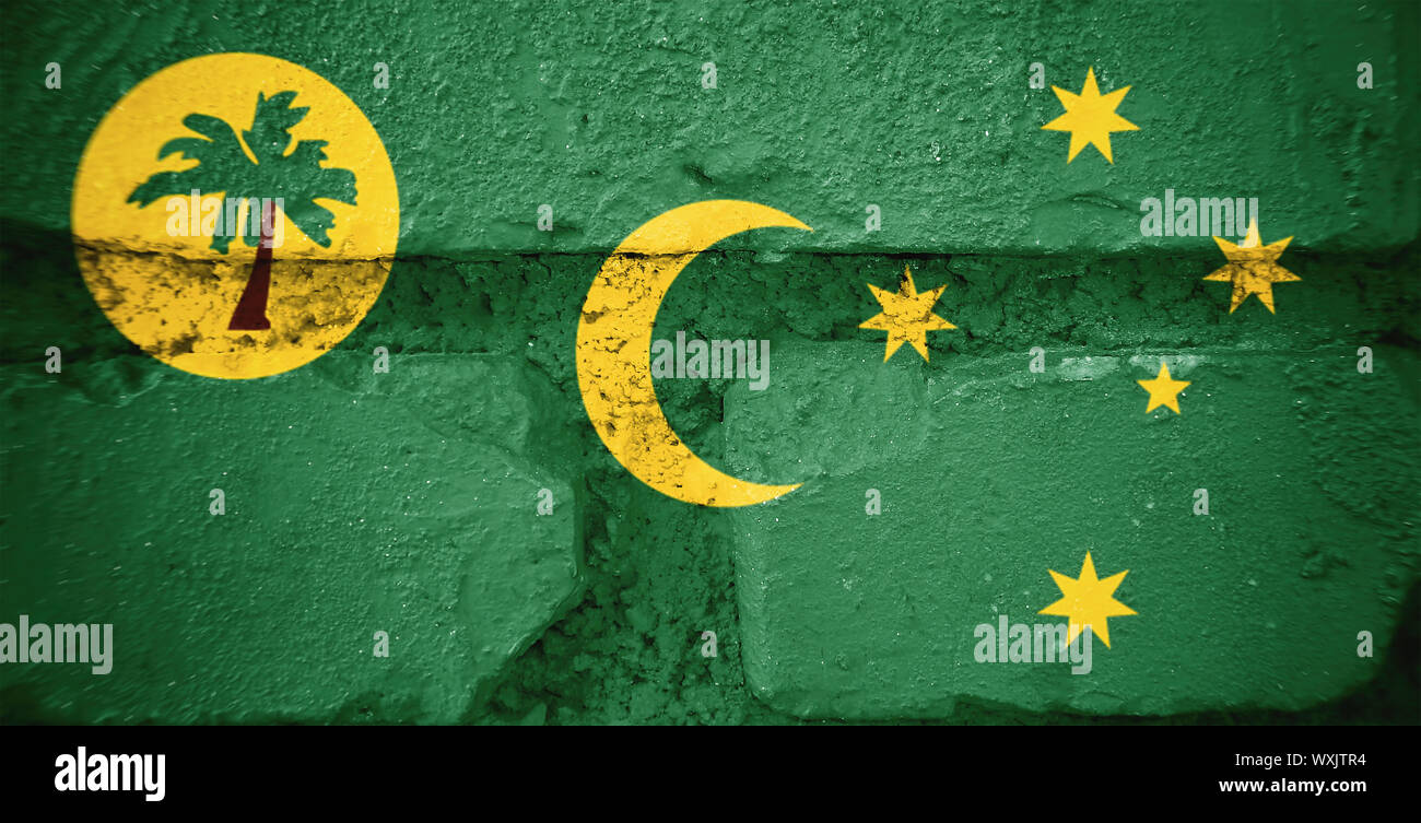 Flag of the Cocos (Keeling) Islands, background brick Stock Photo Alamy