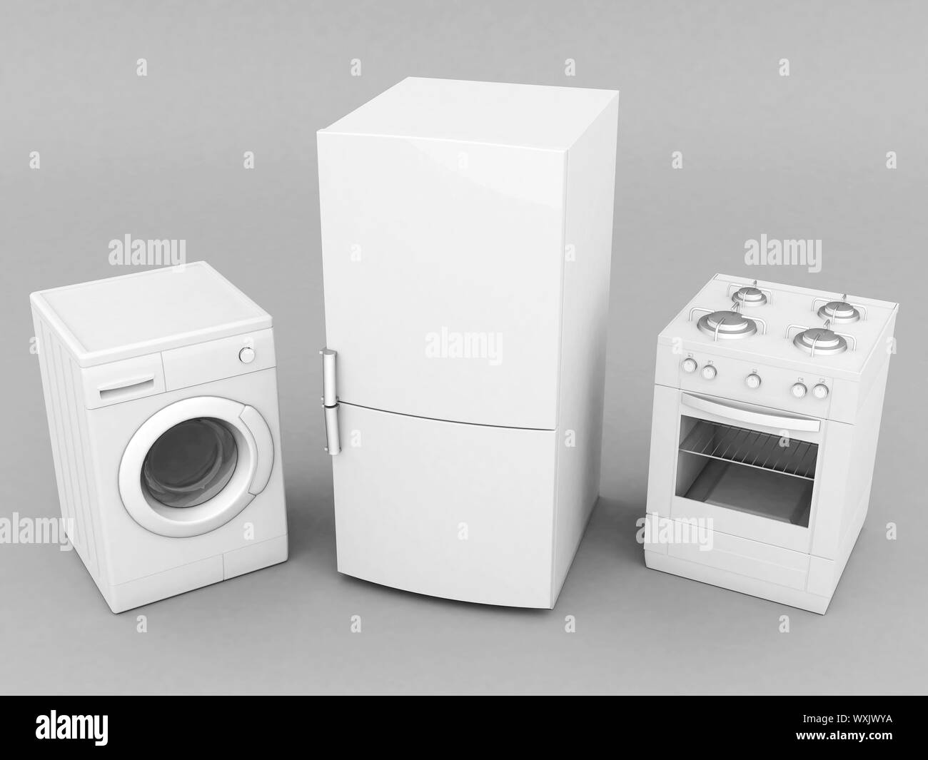 picture of household appliances on a gray background Stock Photo