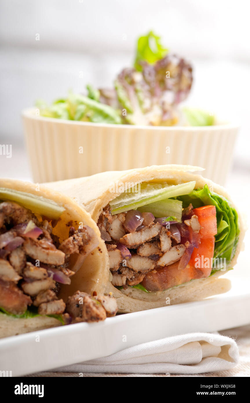 kafta shawarma chicken pita wrap roll sandwich traditional arab mid ...