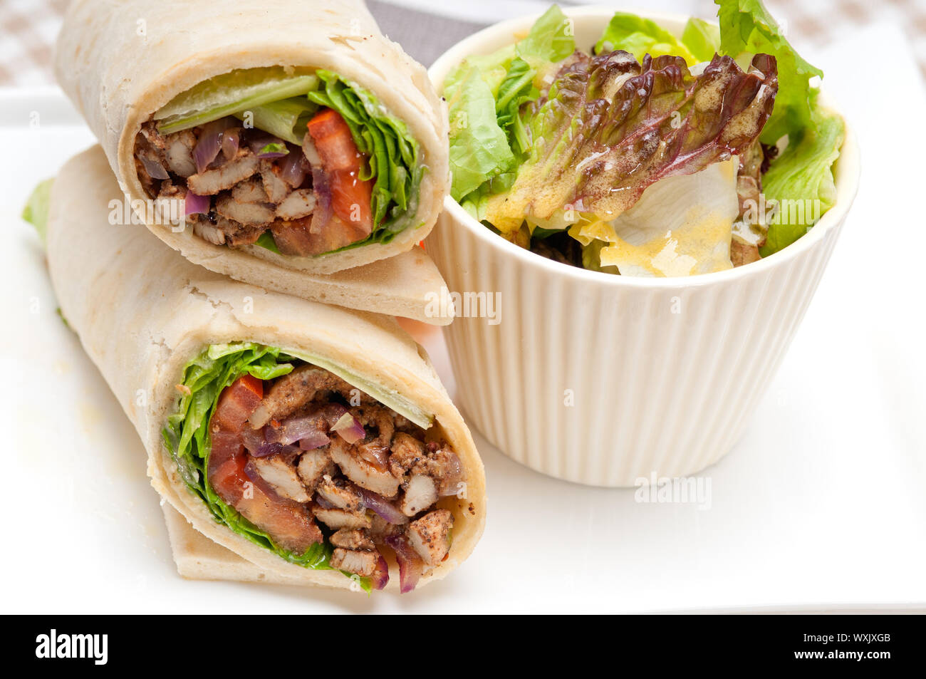 kafta shawarma chicken pita wrap roll sandwich traditional arab mid east  food Stock Photo - Alamy